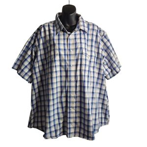 Wrangler Men's Size 3X Pearl Snap  Short Sleeve Blue/White Plaid Western Shirt